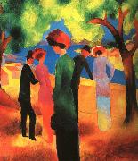 August Macke Woman in a Green Jacket oil